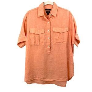 J. Crew Baird McNutt Irish‎ linen boxy shirt top Sz 4